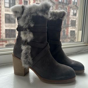 Overland grey suede and rabbit fur boots